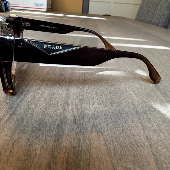 Rectangle sunglasses brown clear ombre oversize designer - Picture 3 of 7